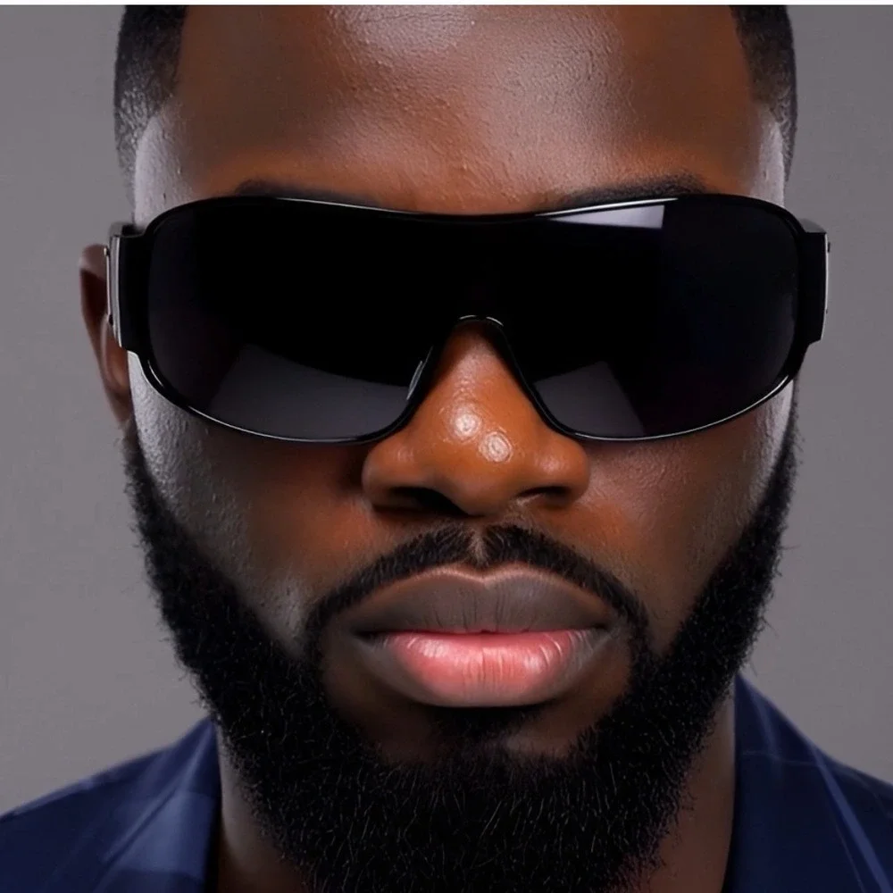 Designer Shield Sunglasses Dark Black Frame Red Sport Wrap‎ Around Shades UV400